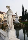 Romantic white marble statues, building in Castelfranco Veneto, in Italy Royalty Free Stock Photo