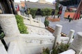 White marble stone steps and cloud dragon stone carving of xian chenghuangmiao temple, adobe rgb