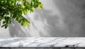 White marble stone tabletop and blurred bokeh office interior space background - can used for display or montage your products