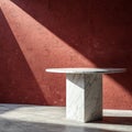 White marble table corner with light beam and shadow Royalty Free Stock Photo