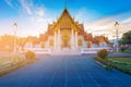 White marble temple Bangkok Thailand Royalty Free Stock Photo