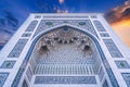 white marble tiles wall decorated traditional Uzbek Islamic pattern ornament on Minor Mosque in Tashkent in Uzbekistan