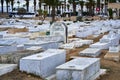 White marble tombstones in the large cemetery of Monastir