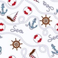 White marine seamless pattern