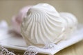 White marshmallow with a delicate lace Royalty Free Stock Photo