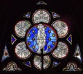 White Mary Jesus Stained Glass Notre Dame Paris France Royalty Free Stock Photo