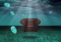 White Mask and armchair in underwater desert