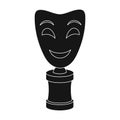 White mask MIME on the stand.The prize for best drama.Movie awards single icon in black style vector symbol stock