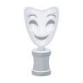 White mask MIME on the stand.The prize for best drama.Movie awards single icon in cartoon style vector symbol stock