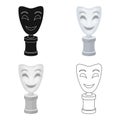 White mask MIME on the stand.The prize for best drama.Movie awards single icon in cartoon style vector symbol stock