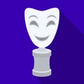 White mask MIME on the stand.The prize for best drama.Movie awards single icon in flat style vector symbol stock