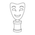 White mask MIME on the stand.The prize for best drama.Movie awards single icon in outline style vector symbol stock