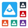 White Masons symbol All-seeing eye of God icon isolated on white background. The eye of Providence in the triangle. Set