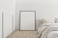 White master bedroom with mock up poster Royalty Free Stock Photo