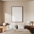 White master bedroom with vertical poster Royalty Free Stock Photo
