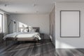 White master bedroom with wardrobe and poster Royalty Free Stock Photo