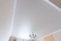 White matte ceiling in a large room close up