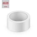 White matte cello tape roll. Realistic vector.