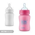 White matte plastic baby bottle vector mockup