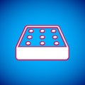 White Mattress icon isolated on blue background. Padded comfortable sleeping bed mattress. Vector