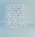 The white maze cube. Square mesh abstract lines. 3d rendering Royalty Free Stock Photo