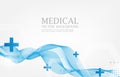 White medical background.fluid smooth line and cross shape