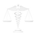 White Medical Caduceus Symbol as Scales in Clay Style. 3d Rendering