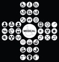 White Medical and health care Icon collection Royalty Free Stock Photo