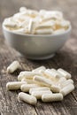 White medicine capsules. Royalty Free Stock Photo