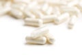 White medicine capsules. Royalty Free Stock Photo
