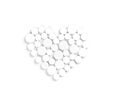 White medicine pills in the shape of a heart on a white background top view with copy space. Royalty Free Stock Photo