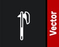 White Medieval axe icon isolated on black background. Battle axe, executioner axe. Medieval weapon. Vector Royalty Free Stock Photo