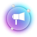 White Megaphone icon isolated on white background. Speaker sign. Blue and purple gradient circle background. Vector Royalty Free Stock Photo