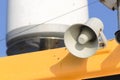 White megaphone on the ship. It is used for communication and warning