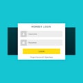 White member login form on blue background in flat style Royalty Free Stock Photo