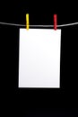 White memo on clothesline