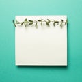White memo pad, empty paper with eucalyptus leaves on mint green background Royalty Free Stock Photo