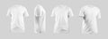 White men\'s t-shirt mockup 3D rendering, sports shirt for design, pattern, front, side view. Set