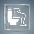 White Men sitting on the toilet and Constipation are experiencing severe abdominal pain icon isolated on grey background Royalty Free Stock Photo