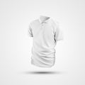 White mens polo template with buttons and collar, 3D rendering, isolated on background, front view