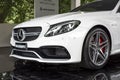 TURIN, ITALY - JUNE 9, 2016Ã¯â¬Â¢ A white Mercedes AMG C63 S CoupÃÂ¨ on display at Turin open air car show