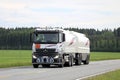 White Mercedes-Benz Actros Fuel Tank Truck on Summer Road Royalty Free Stock Photo