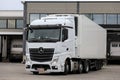 White Mercedes-Benz Actros Truck on Loading Zone Royalty Free Stock Photo