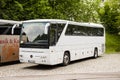White Mercedes-Benz coach bus