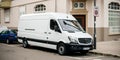 White Mercedes-Benz Sprinter van parked street