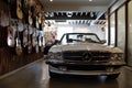 White Mercedes SL450 on display at Walt Grace in Miami.