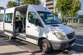 White Mercedes Sprinter transport to Bremen Airport with open doors