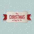 White Merry Christmas Banner with red Ribbon