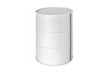 White metal barrel on white background isolated close up, oil drum, steel keg, tin canister, blank closed food or paint can Royalty Free Stock Photo