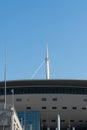 White metal construction on the roof of the stadium against the blue sky Royalty Free Stock Photo